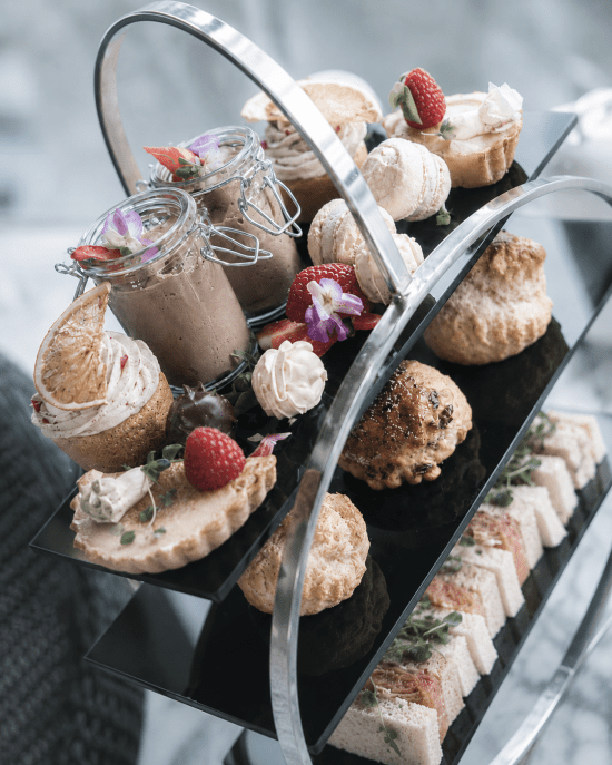 Afternoon tea at Zephyr in Dartmouth with scones, finger sandwiches and patisserie